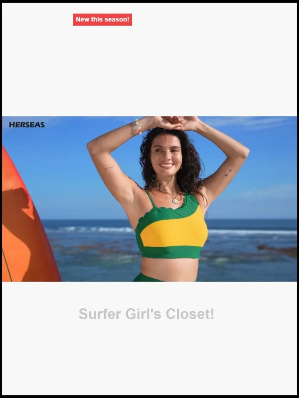 One Shoulder Color Block High Waisted Bikini Set Petal Edges Swimsuit